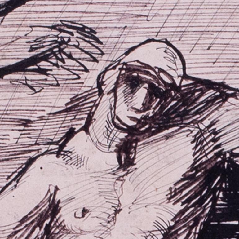 Aquarelle expressive britannique du milieu du siècle 