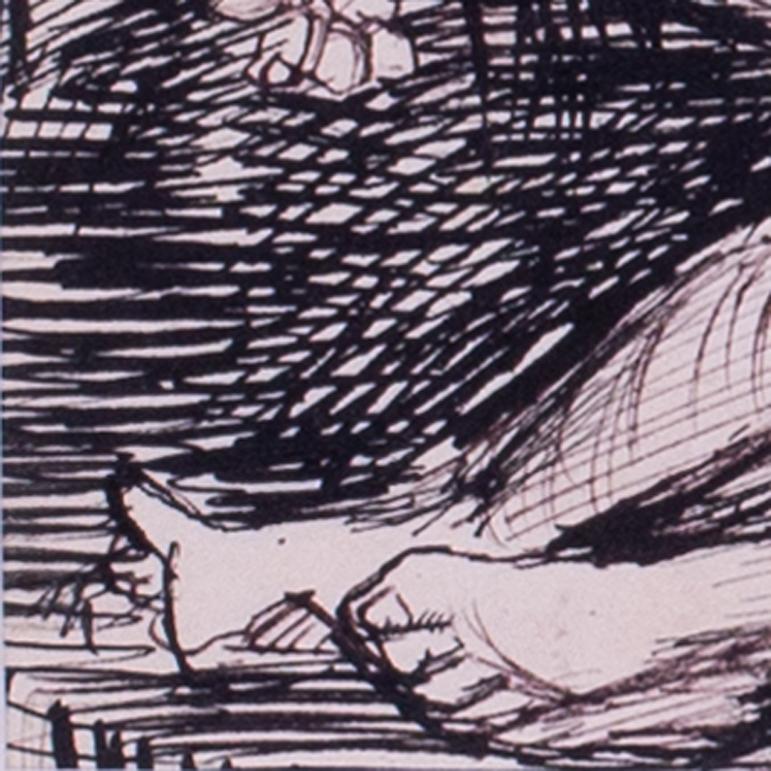 Aquarelle expressive britannique du milieu du siècle 