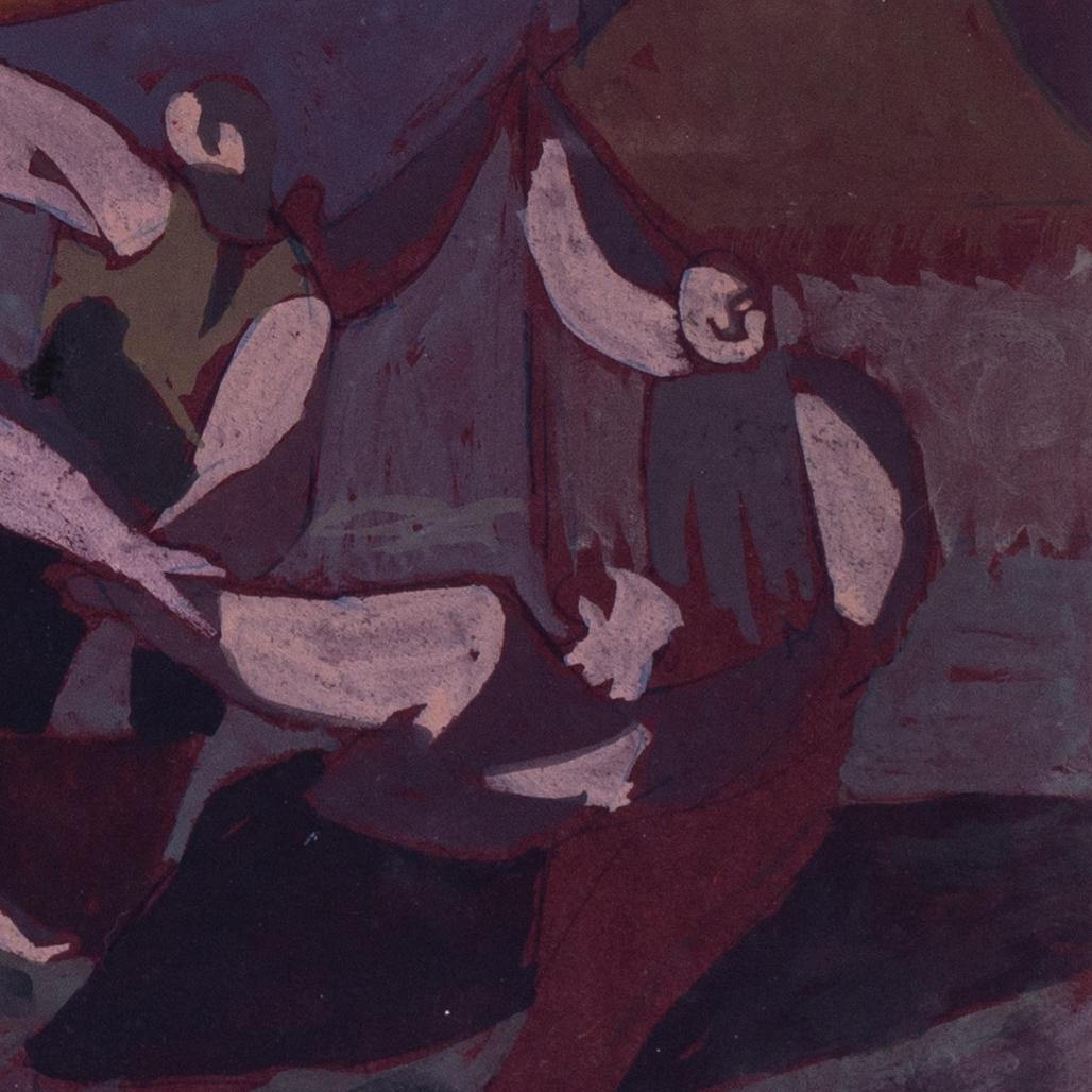 Norman Basile Townes (britannique, 1915 - 1987)
Une danse à la foire
Gouache sur papier
7.7/8 x 13 in. (20 x 33 cm.)


Norman Basile Townes (1905-1984) était un artiste britannique connu pour ses œuvres religieuses et allégoriques évocatrices,
