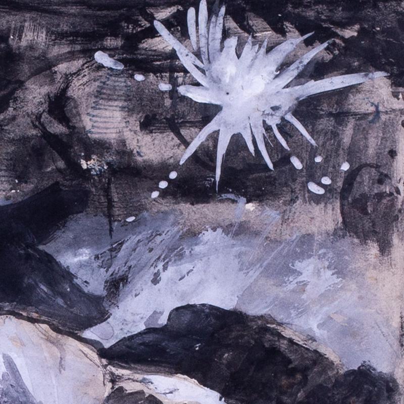 Norman Basil Townes (Brite, 1915 - 1987)
Eine biblische Allegorie
Schwarze und weiße Gouache auf Papier
7.1/4 x 11.3/8 in. (18.4 x 29 cm.)

Norman Basil Townes (1905-1984) war ein britischer Künstler, der für seine stimmungsvollen religiösen und