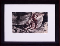 Britische ausdrucksstarke Gouache aus der Mitte des Jahrhunderts "Bedeckende Trauer" von Basil Townes