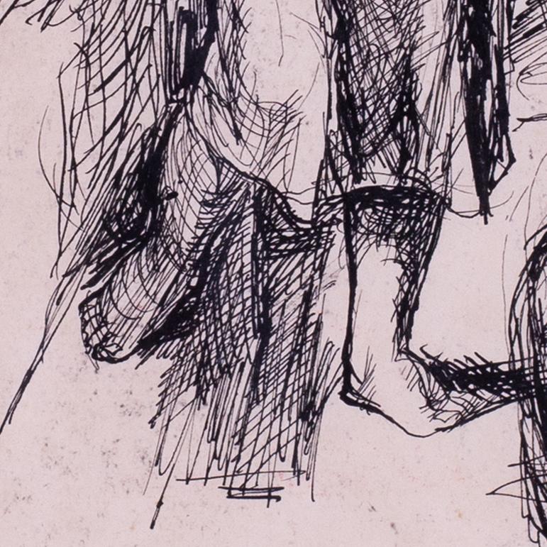 Norman Basil Town (British, 1915 – 1987)
Washer woman
Pen and ink
8 x 6 in. (20 x 15 cm.)

Norman Basil Town (1905–1984) was a British artist known for his evocative religious and allegorical works, often rendered with a striking sense of drama and