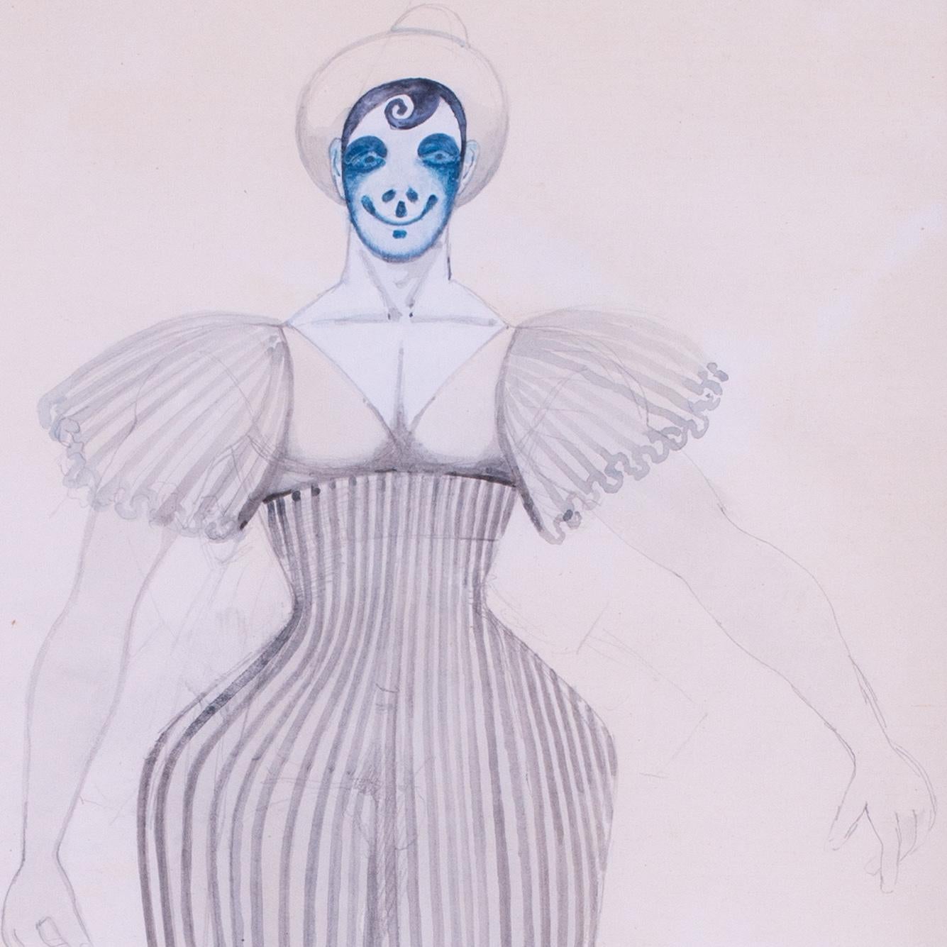 Edward Burra original drawing for a costume design for clown, British, 20th Cent For Sale 1