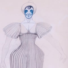 Edward Burra original drawing for a costume design for clown, British, 20th Cent