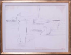 Edward Burra original drawing 'The harbour at low time', British, 20th Century