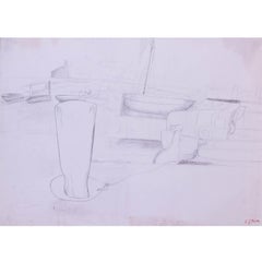 Edward Burra original drawing 'The harbour at low time', British, 20th Century