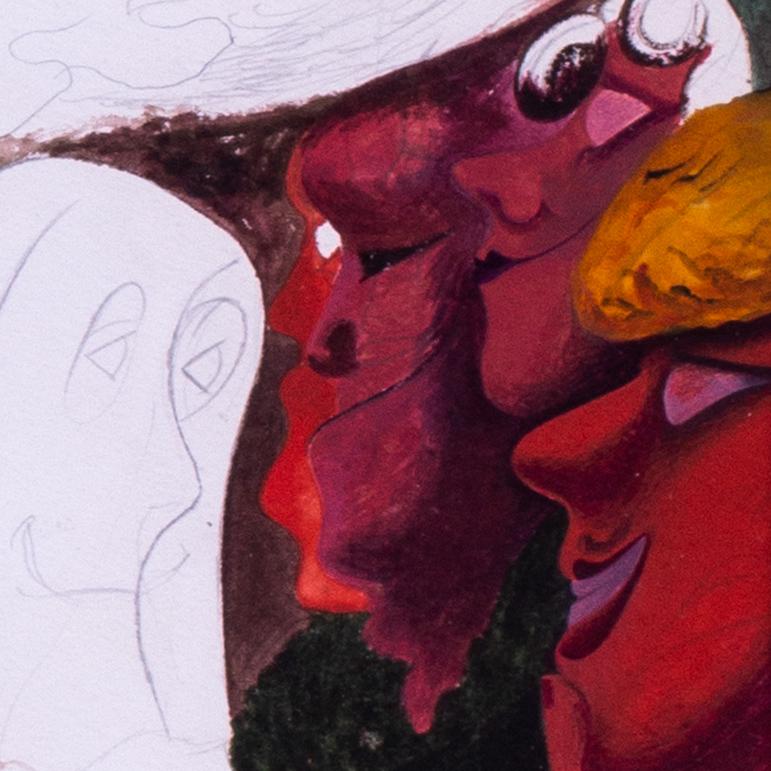 Edward Burra gouache originale  The Procession, Royaume-Uni, 20e siècle en vente 1