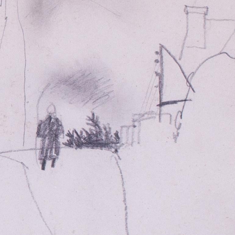 Dessin original de Christopher Wood, Royaume-Uni 20e siècle, Arrivée de la fête foraine en vente 2