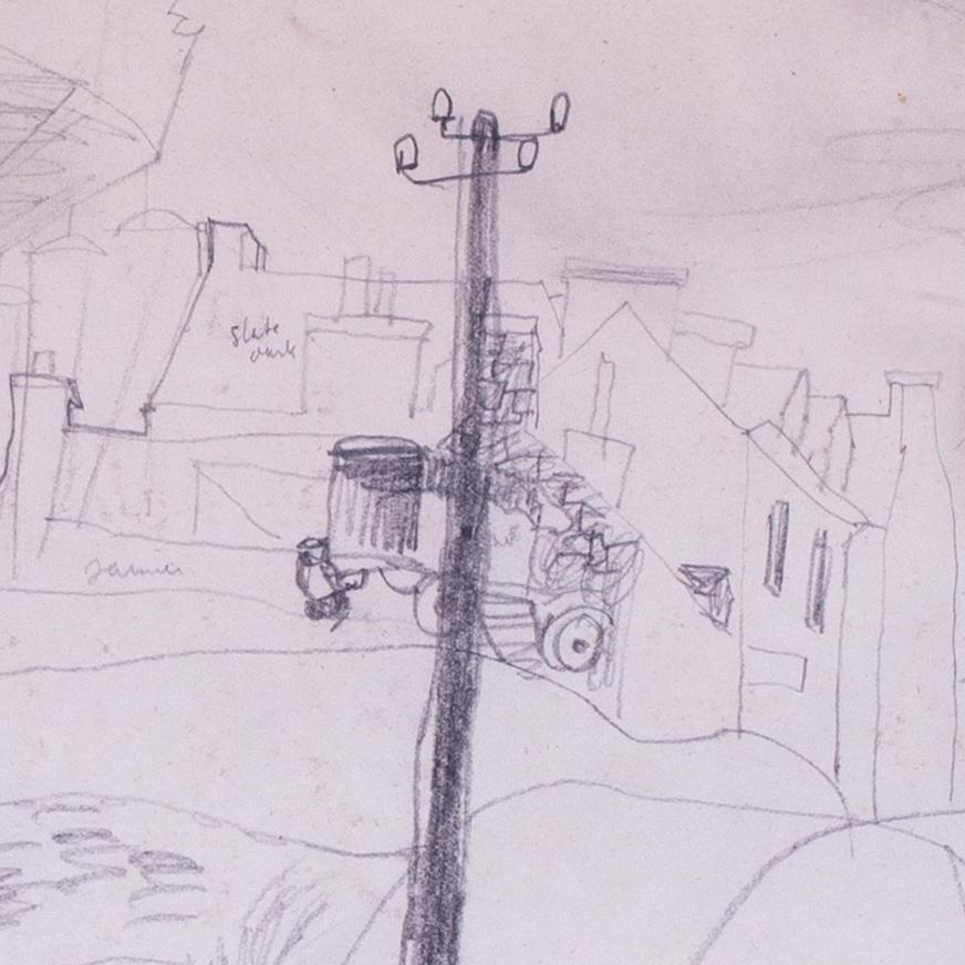 Dessin original de Christopher Wood, Royaume-Uni 20e siècle, Arrivée de la fête foraine en vente 3