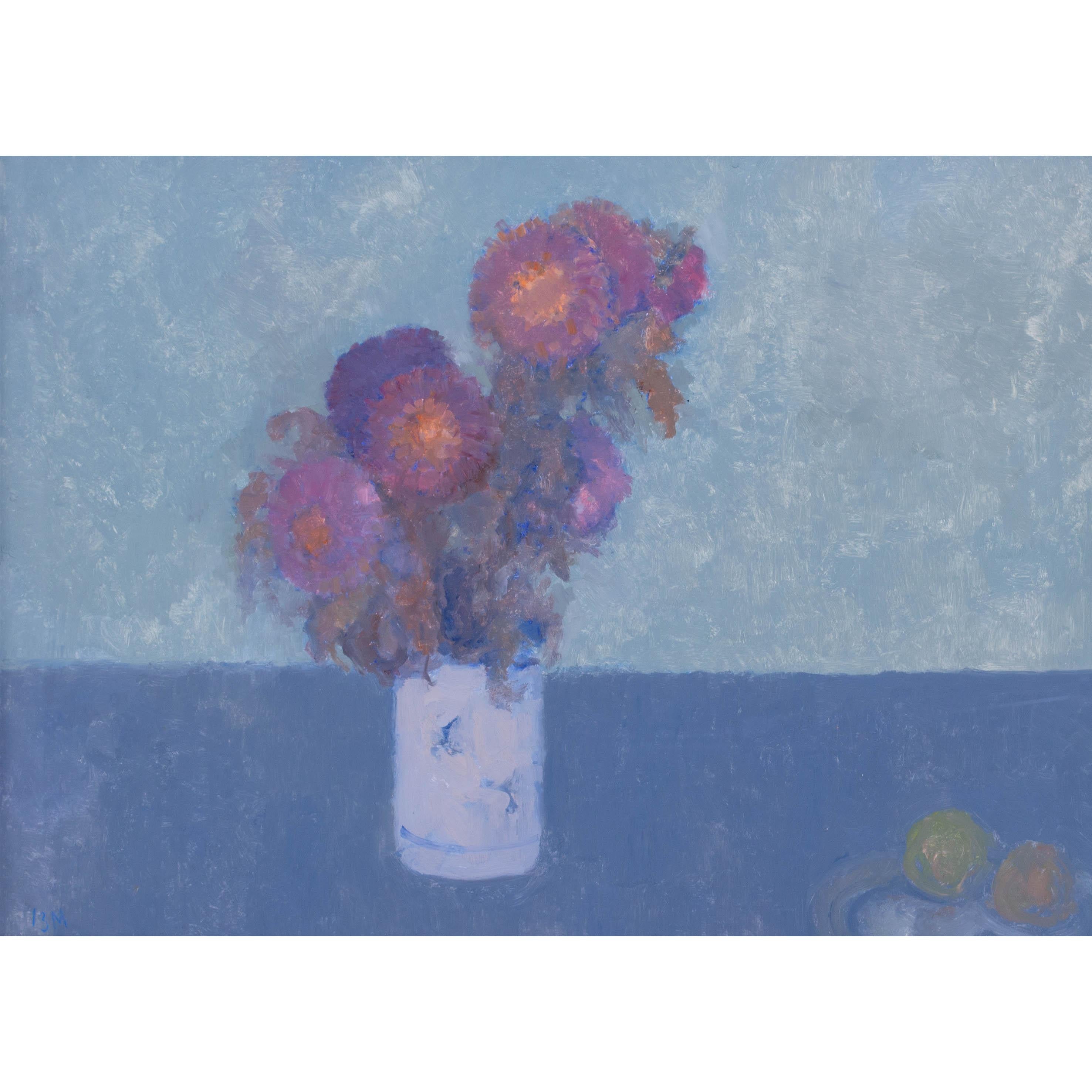 Studio ad olio Modern British di dalie e frutti di Bernard Myers in vendita 4