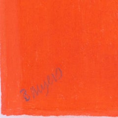 Modern British pastel study of Red Peonies by Bernard Myers