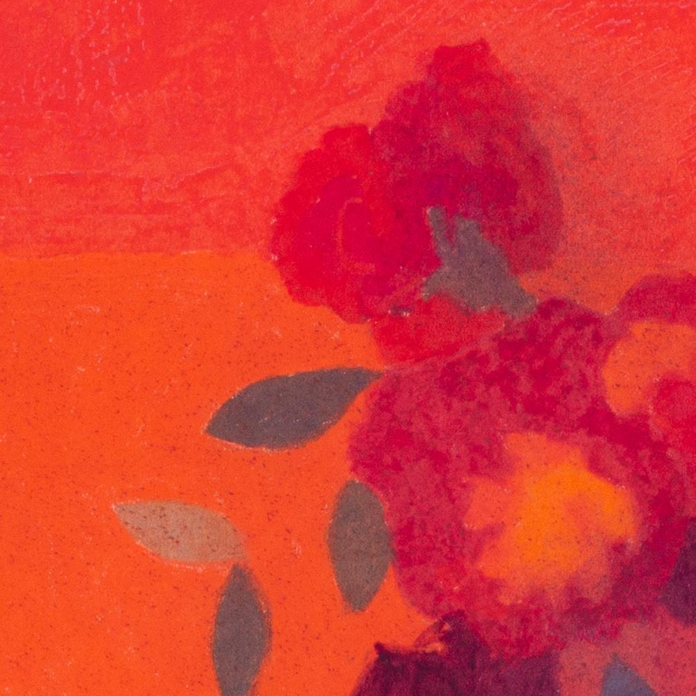 Studio a pastello Modern British di Peonie rosse di Bernard Myers in vendita 2