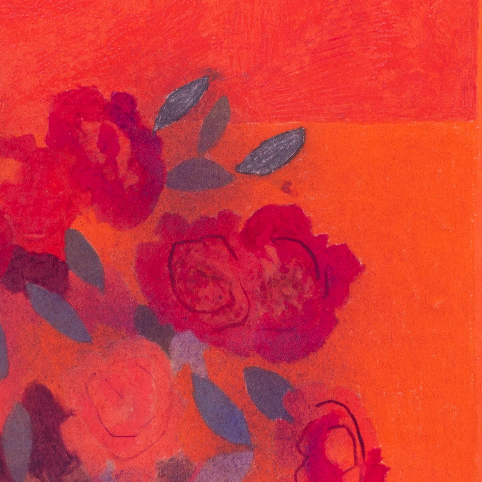 Studio a pastello Modern British di Peonie rosse di Bernard Myers in vendita 4