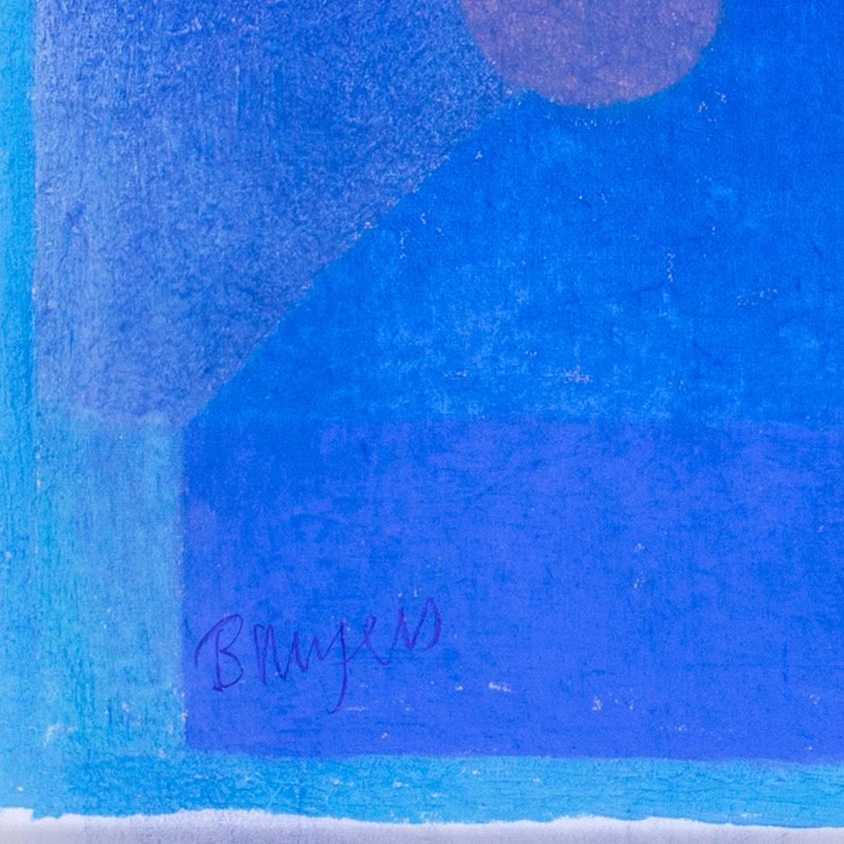 Studio a pastello Modern British Natura morta su blu di Bernard Myers in vendita 3