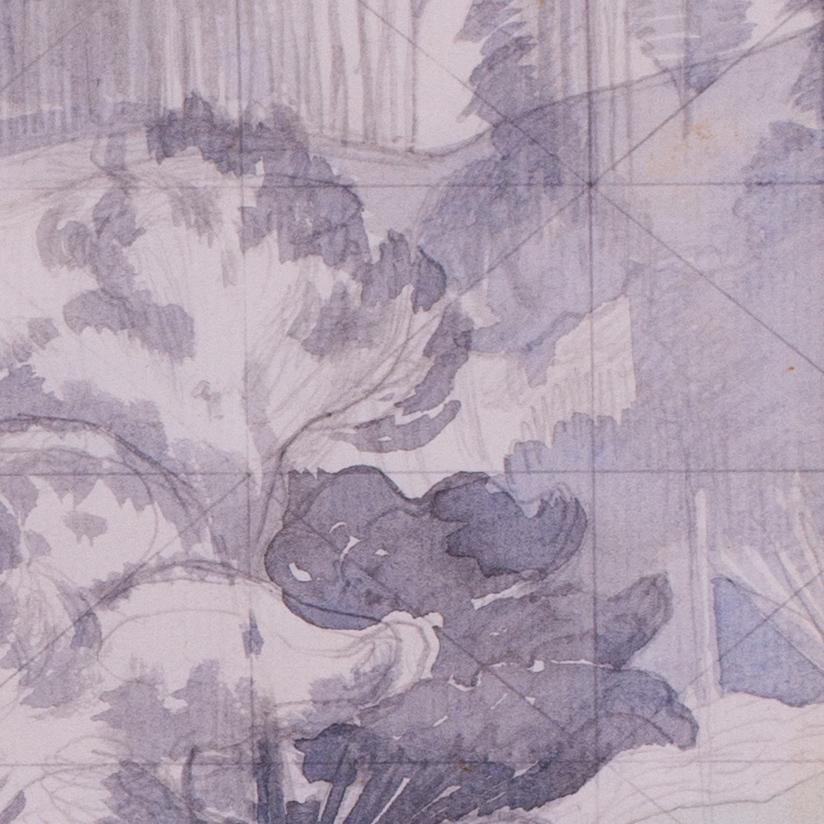 Aquarelle de John Northcote Nash représentant les chutes près de Denbigh, au nord du Pays de Galles. - Gris Landscape Art par John Northcote Nash CBE RA