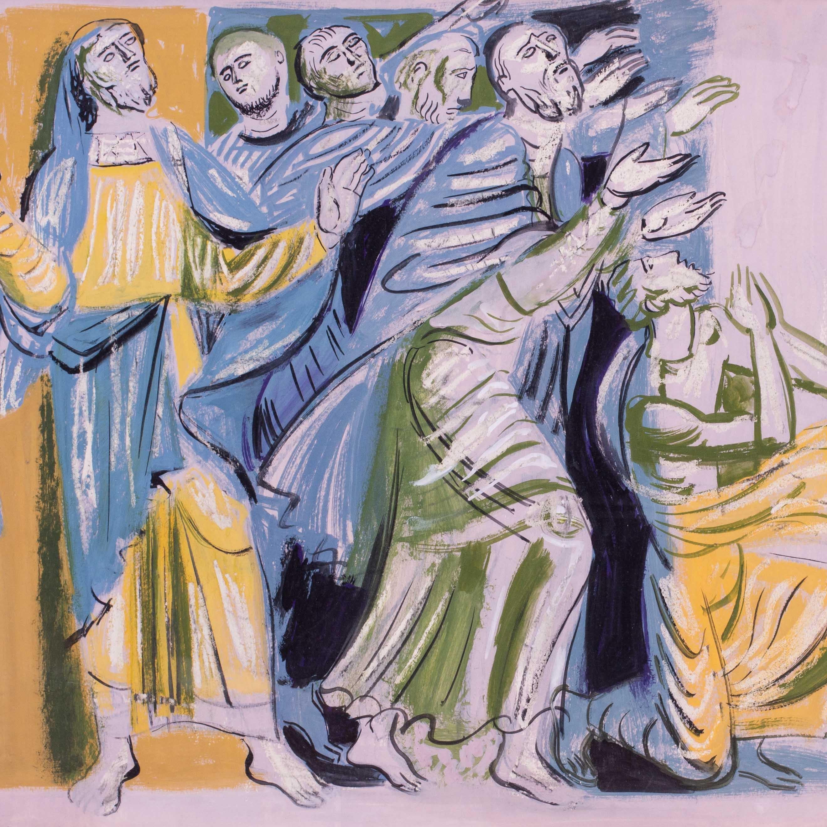 Un estudio de santos, el mural para la catedral de Chichester de Hans Feibusch, británico en venta 1
