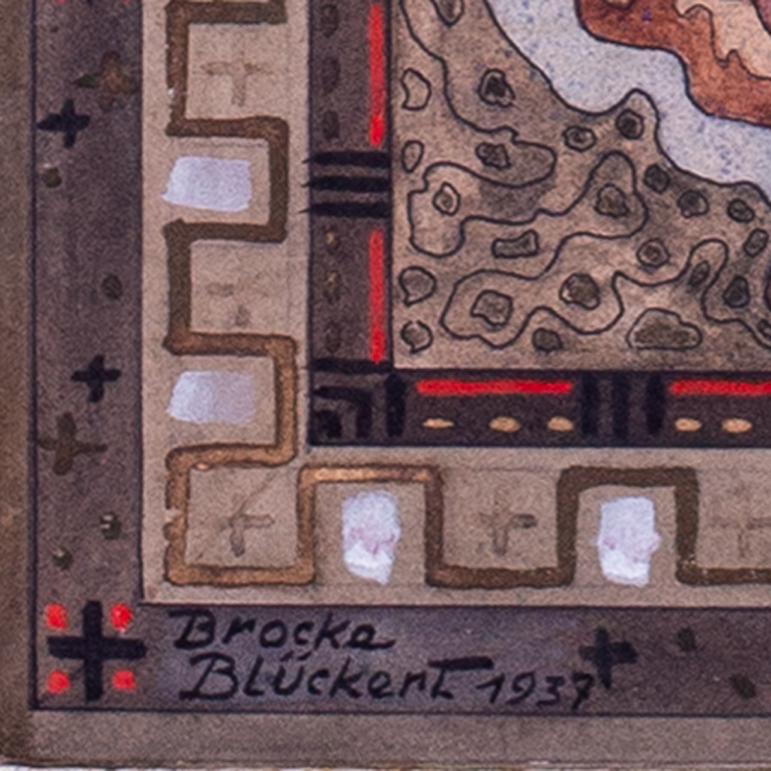 Swedish 20th Century watercolour of the water spirit Nack on diamond rocks - Surrealist Art by Brocke Bluckert
