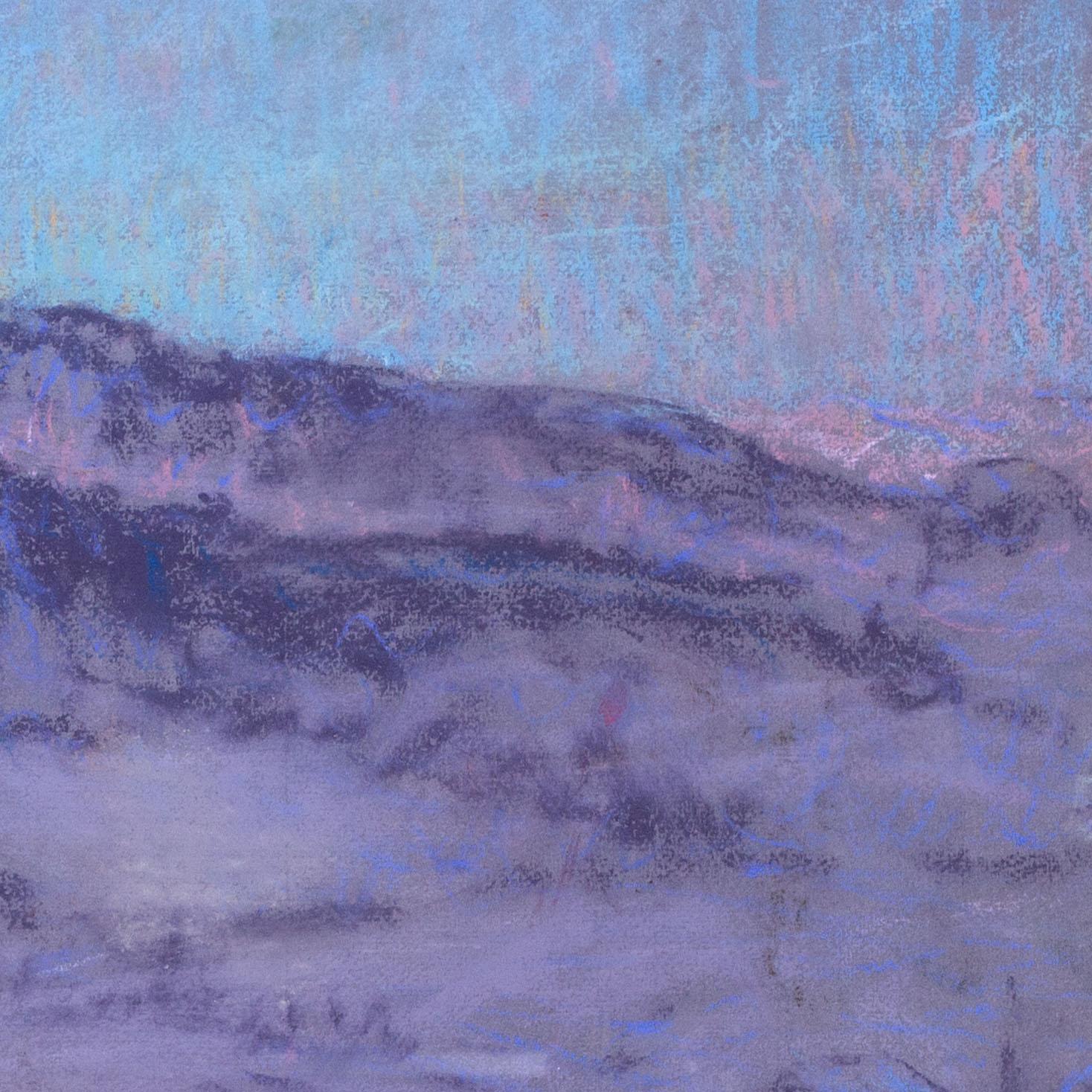 Paisaje nocturno americano del siglo XX de Gstaad por Horton, pastel - Landscape Art Púrpura de William Samuel Horton