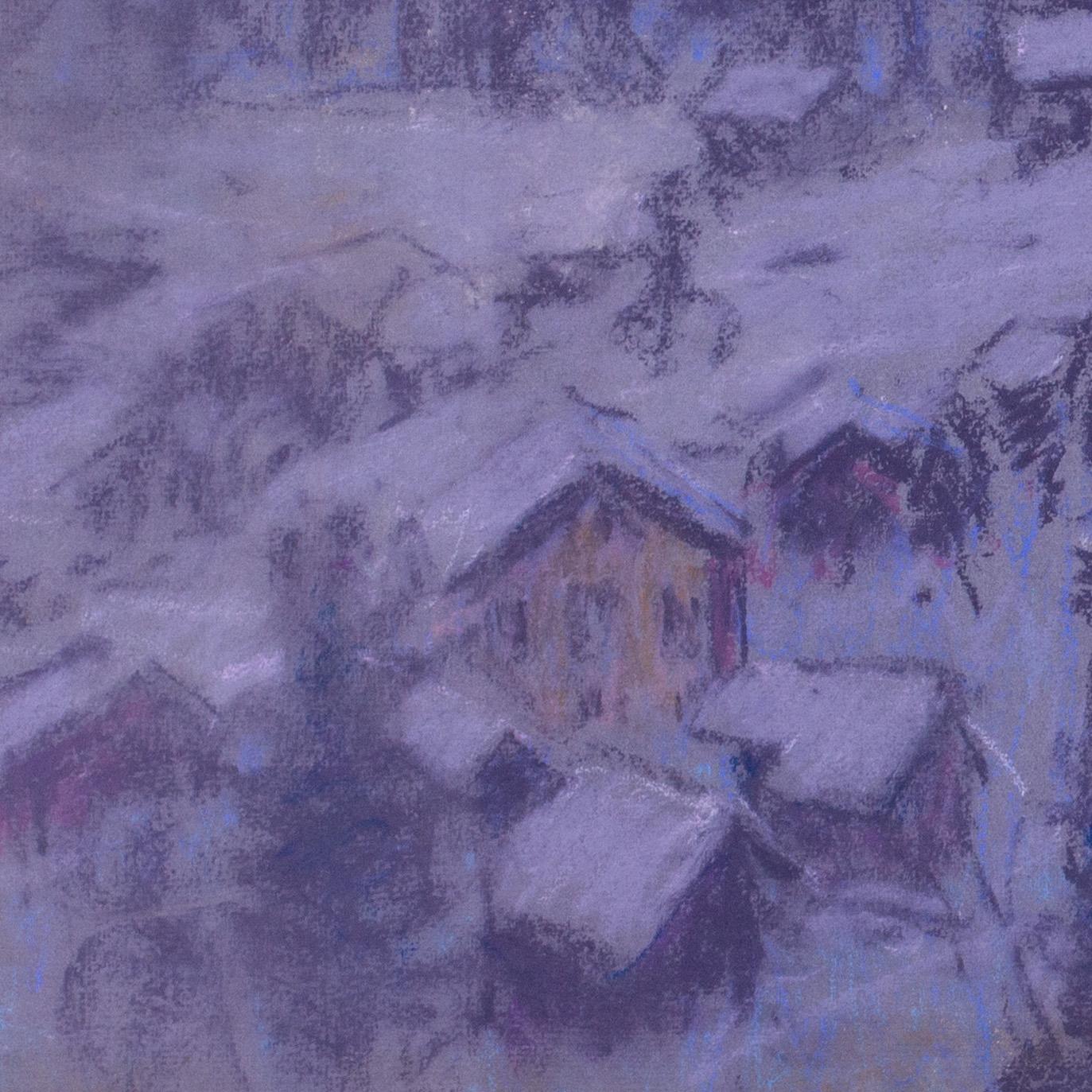 William Samuel Horton (estadounidense, 1865-1936)
La Luna se pone temprano por la mañana, Gstaad
Pastel sobre papel
Firmado abajo a la derecha 