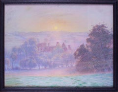 Amerikanisches Landschaftsgemälde des 20. Jahrhunderts von Eccleston Abbey UK von Horton, Pastell