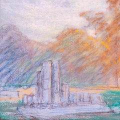 American 20th century landscape painting of St. Mary's Abbey York by Horton