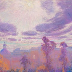 American 20th century landscape painting of Paris Rooftops by Horton