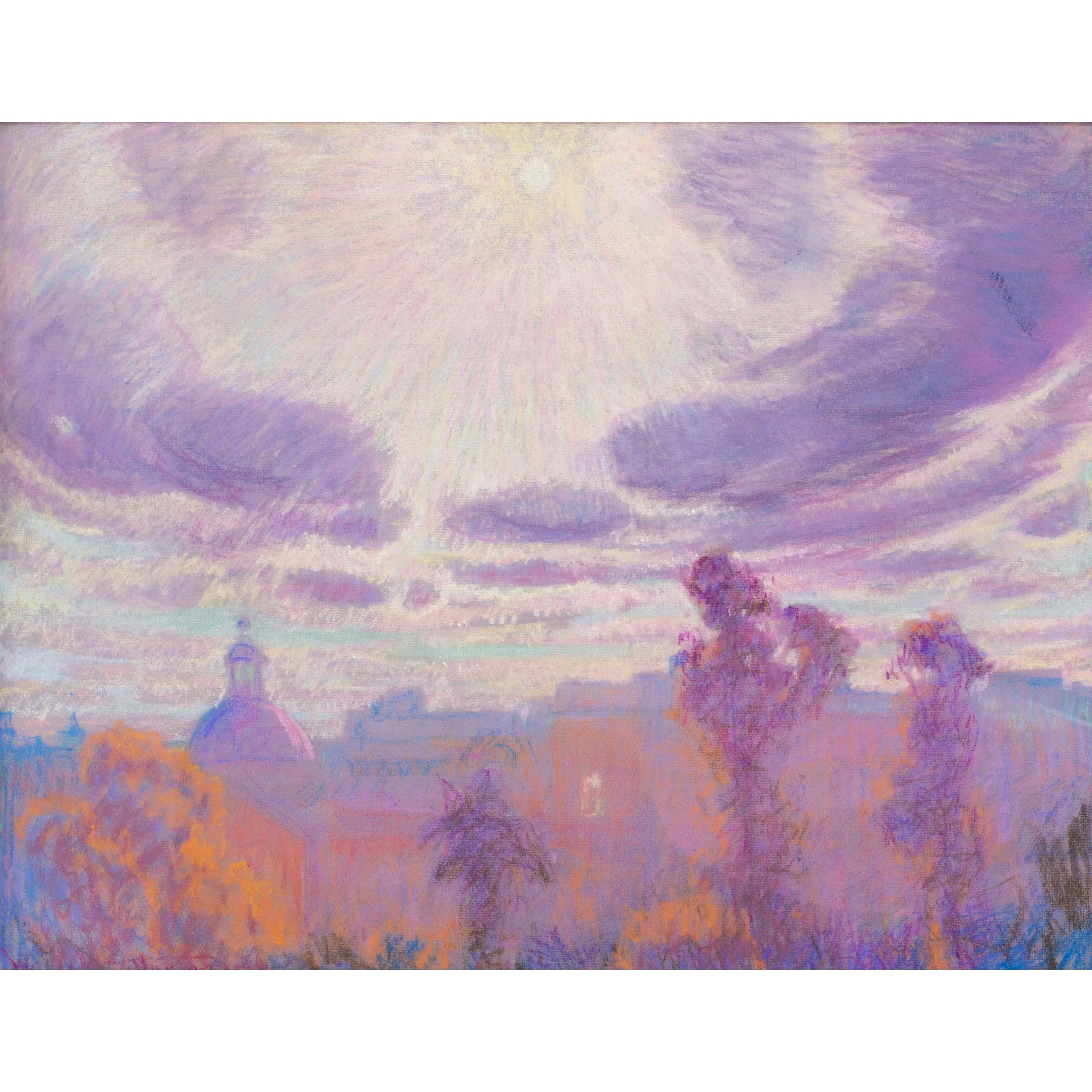 Pintura paisajista estadounidense del siglo XX sobre los tejados de París, por Horton en venta 1