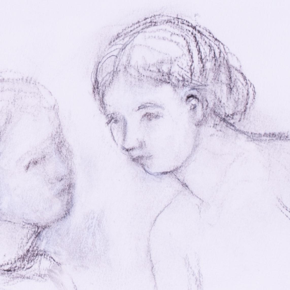 Henry Moore 1983 disegno a carboncino di due teste, firmato - Figurative Art Grigio di  Henry Moore OM CH