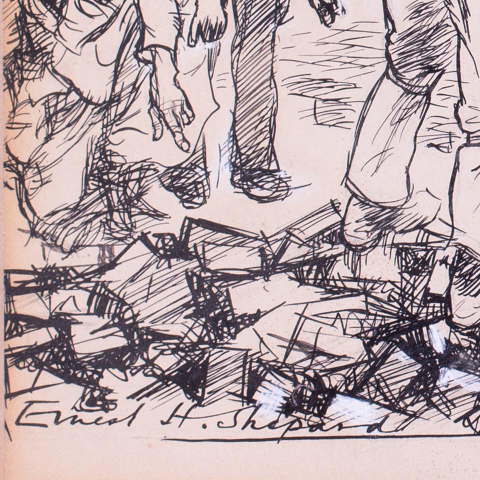 Ernest Howard Shepard,  illustration du magazine Punch, signée, stylo à encre en vente 3