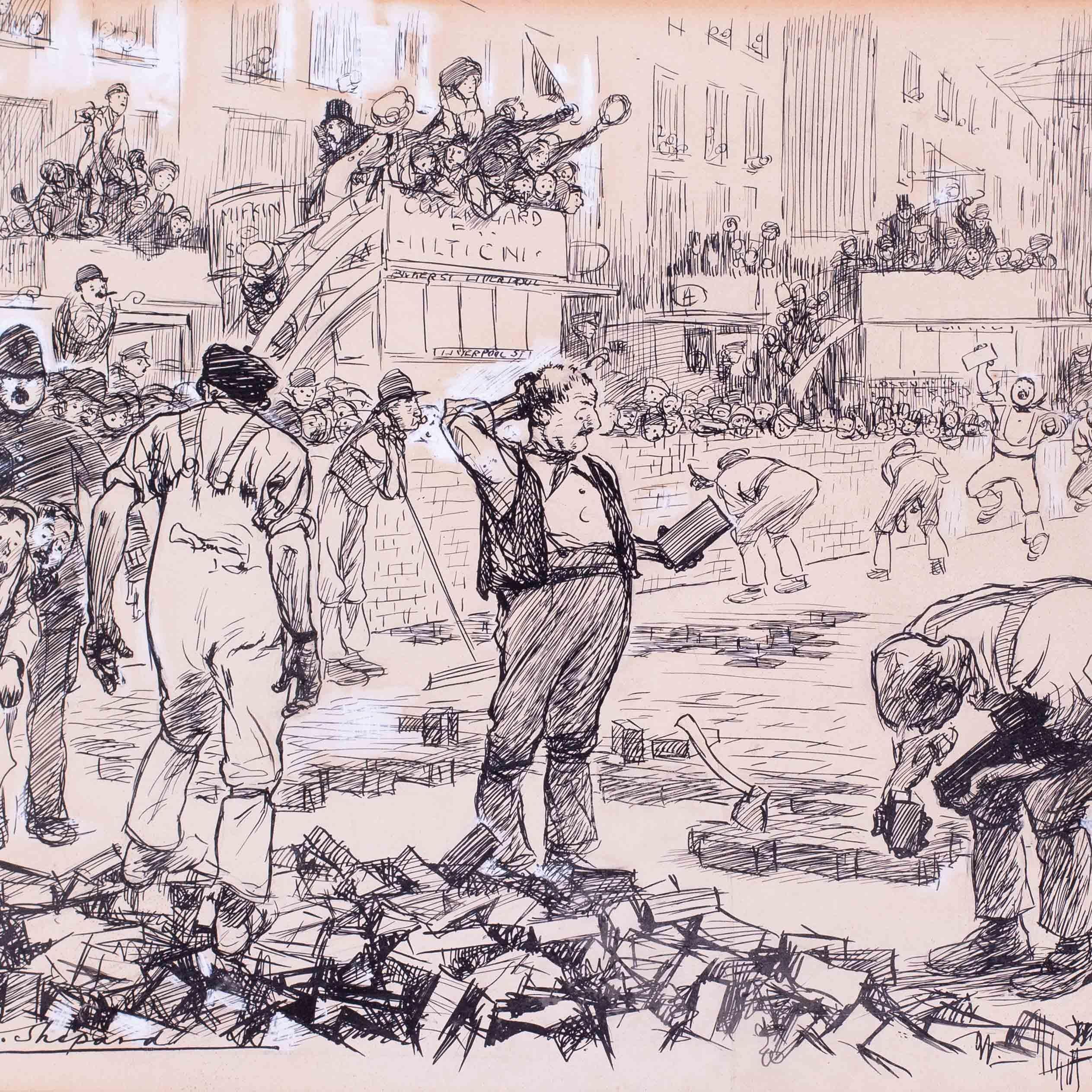Ernest Howard Shepard,  illustration du magazine Punch, signée, stylo à encre en vente 2
