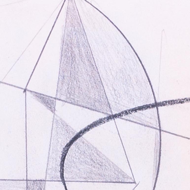 John Wells 'Abstract forms' signé avec le cachet du Studio, crayon et pastel, britannique en vente 2