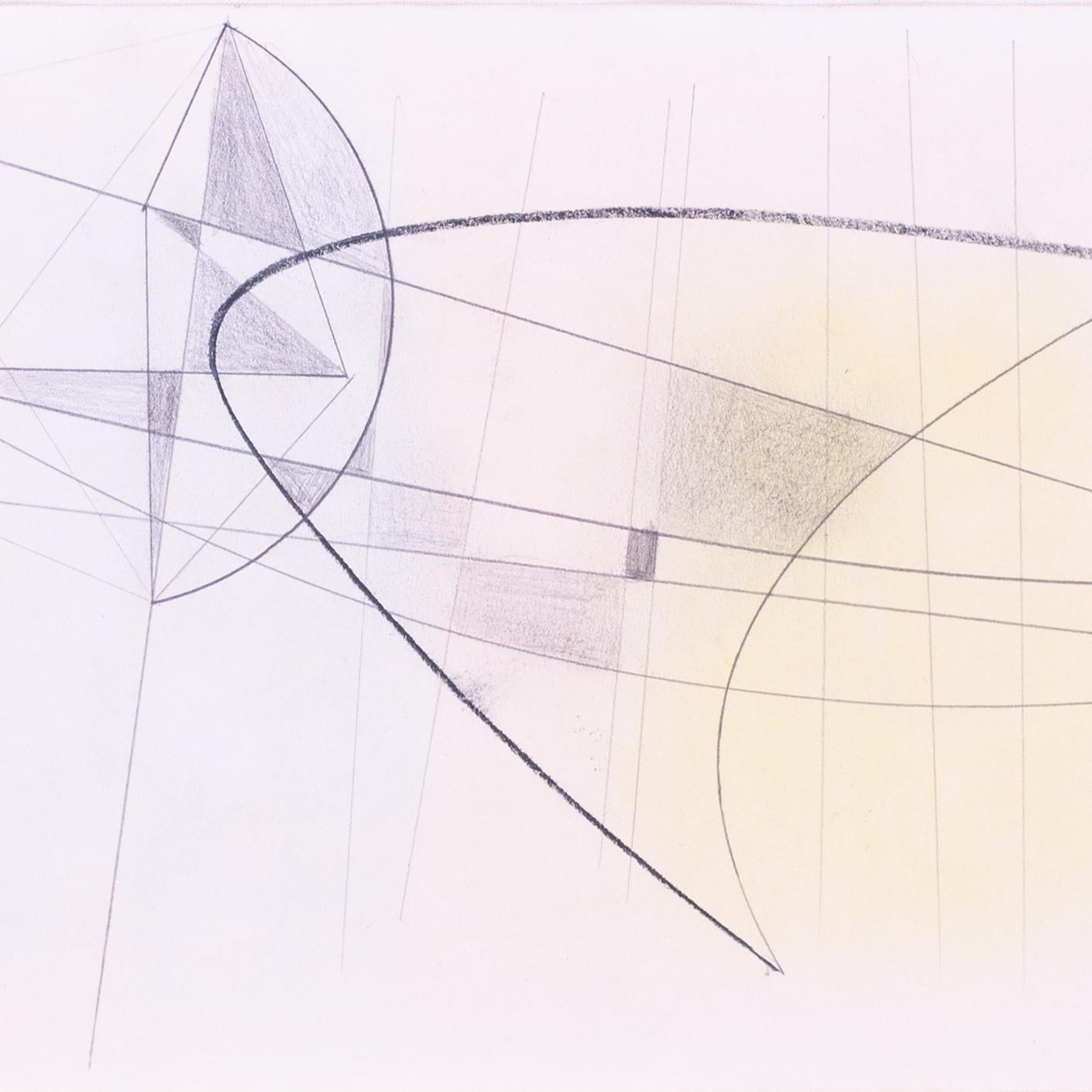 John Wells 'Abstract forms' signé avec le cachet du Studio, crayon et pastel, britannique en vente 1