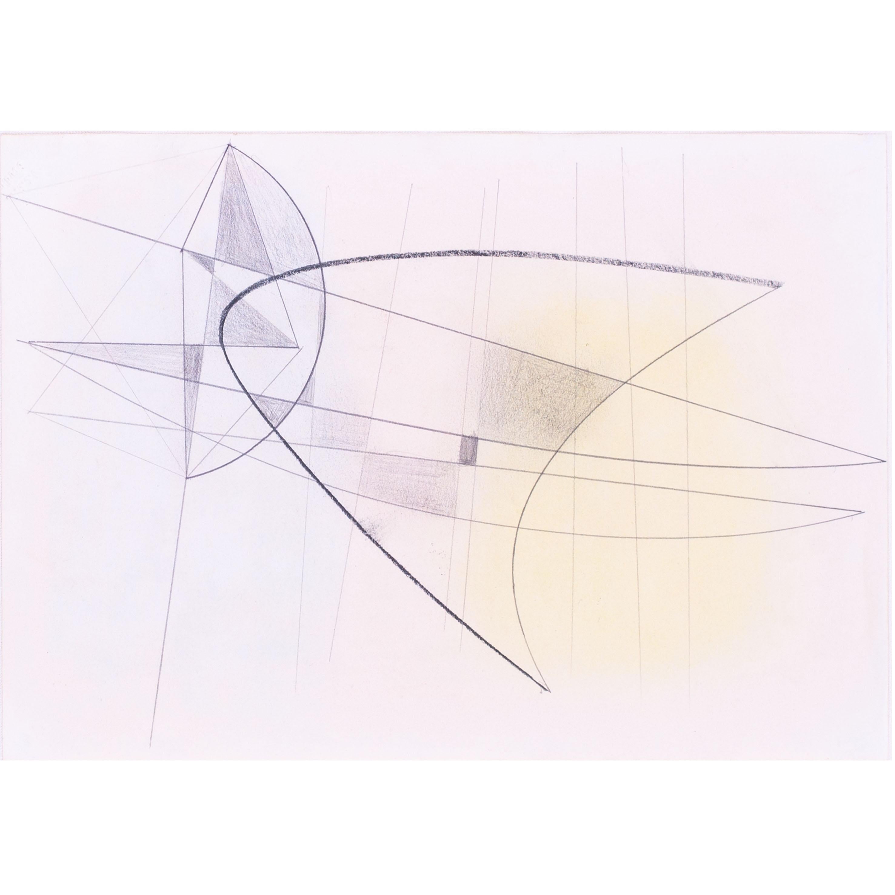 John Wells 'Abstract forms' signé avec le cachet du Studio, crayon et pastel, britannique en vente 4