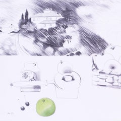 Mary Fedden 'The Green Apple' 1979, pencil and watercolour, signed, British