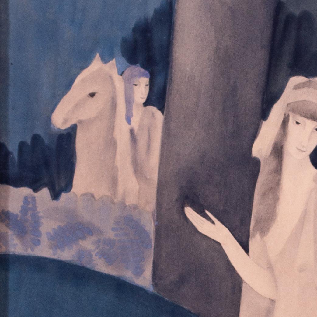 Francese, 1927, dipinto a matita e acquerello 