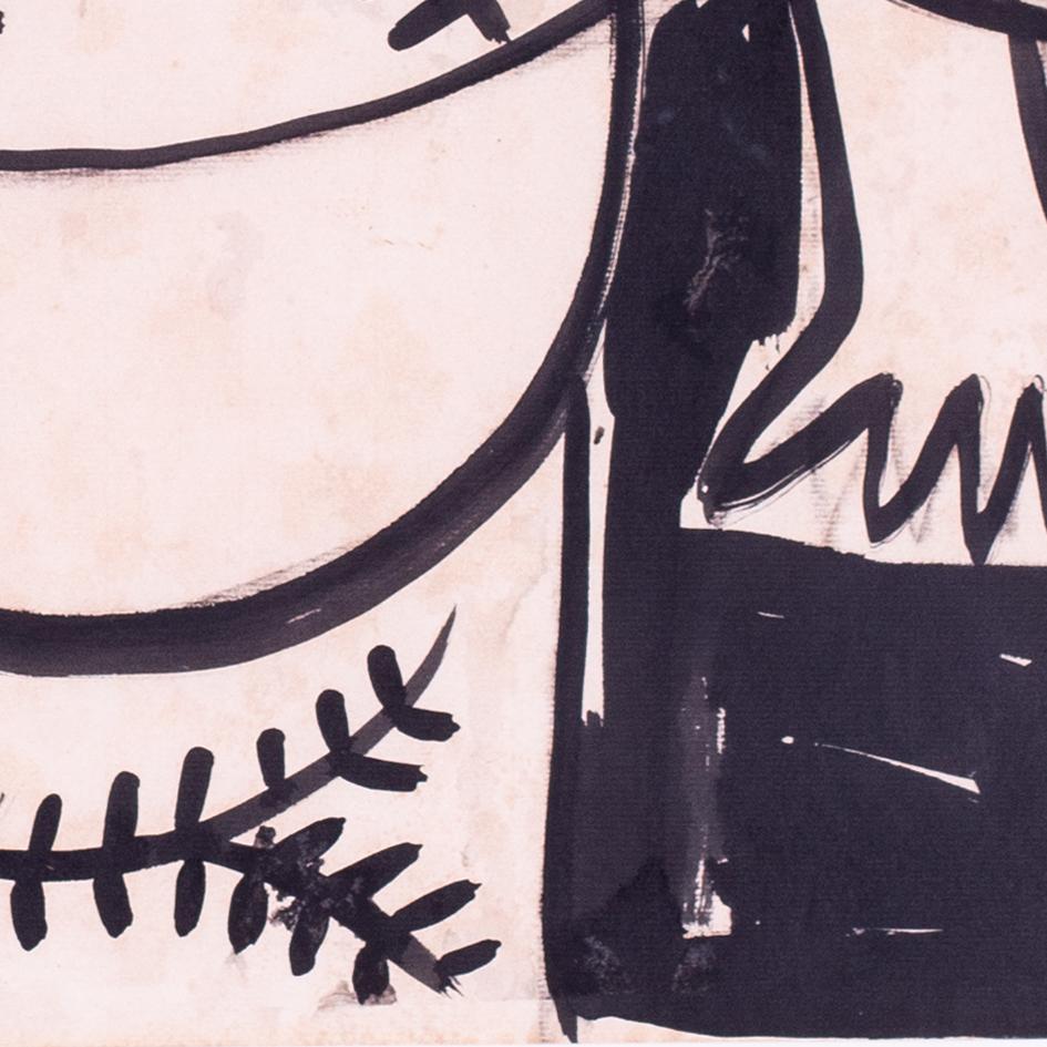 Polist, 20th Century 'Earth Mother', charcoal and ink on paper, abstract - Gray Figurative Art by Casimir Zielenkiewic Caziel