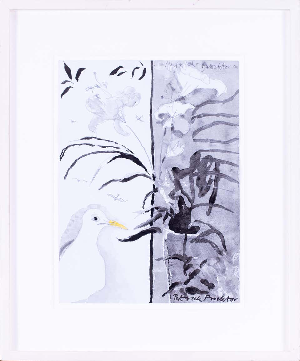 British, Patrick Procktor watercolour of 'Seagull at the window', 2000