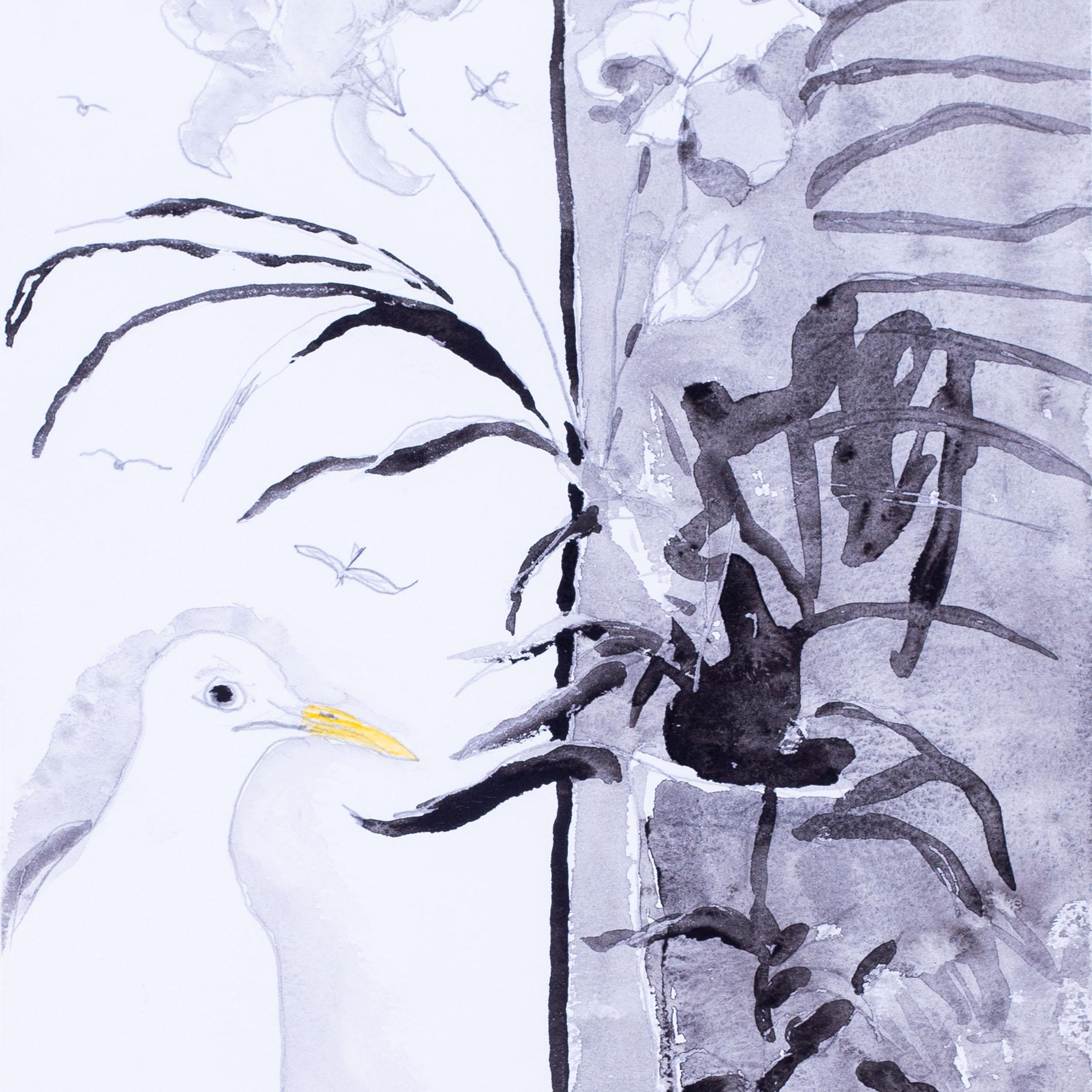 British, Patrick Procktor watercolour of 'Seagull at the window', 2000 For Sale 1
