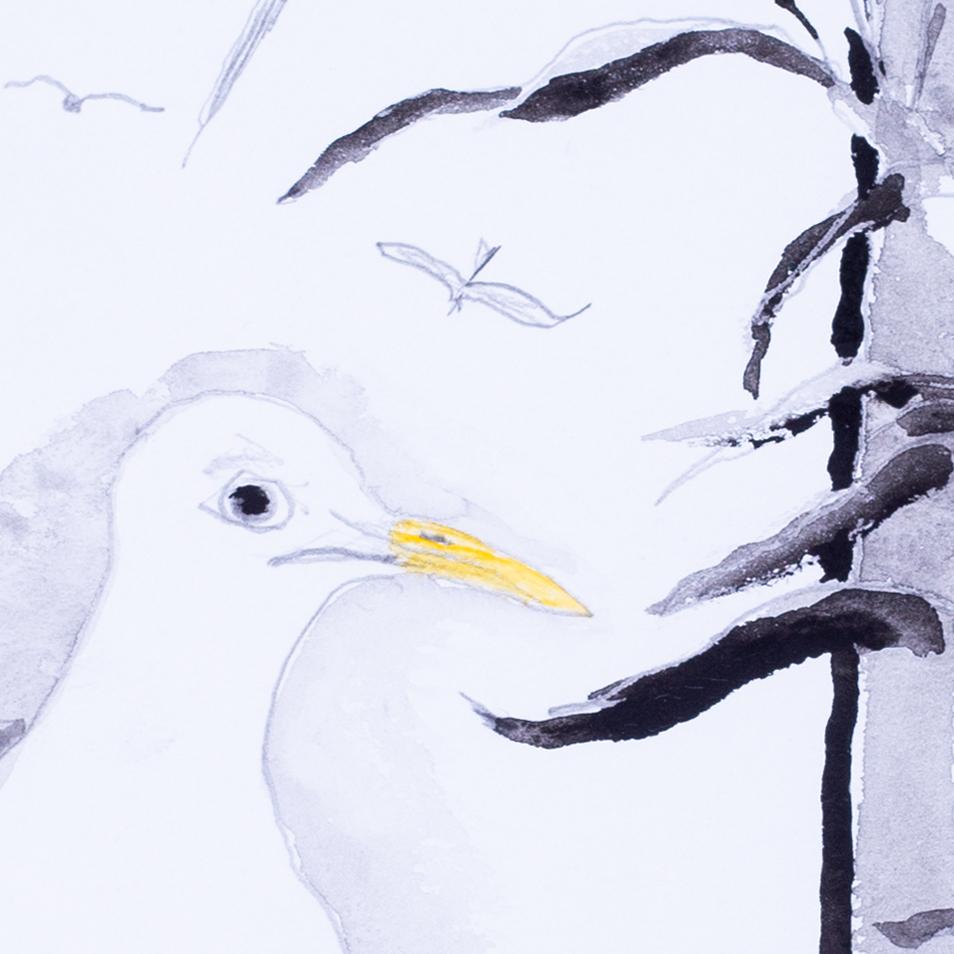 British, Patrick Procktor watercolour of 'Seagull at the window', 2000 For Sale 4