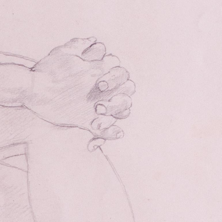Stanley Spencer drawing 'Clasped hands' from estate of the artist, British For Sale 2