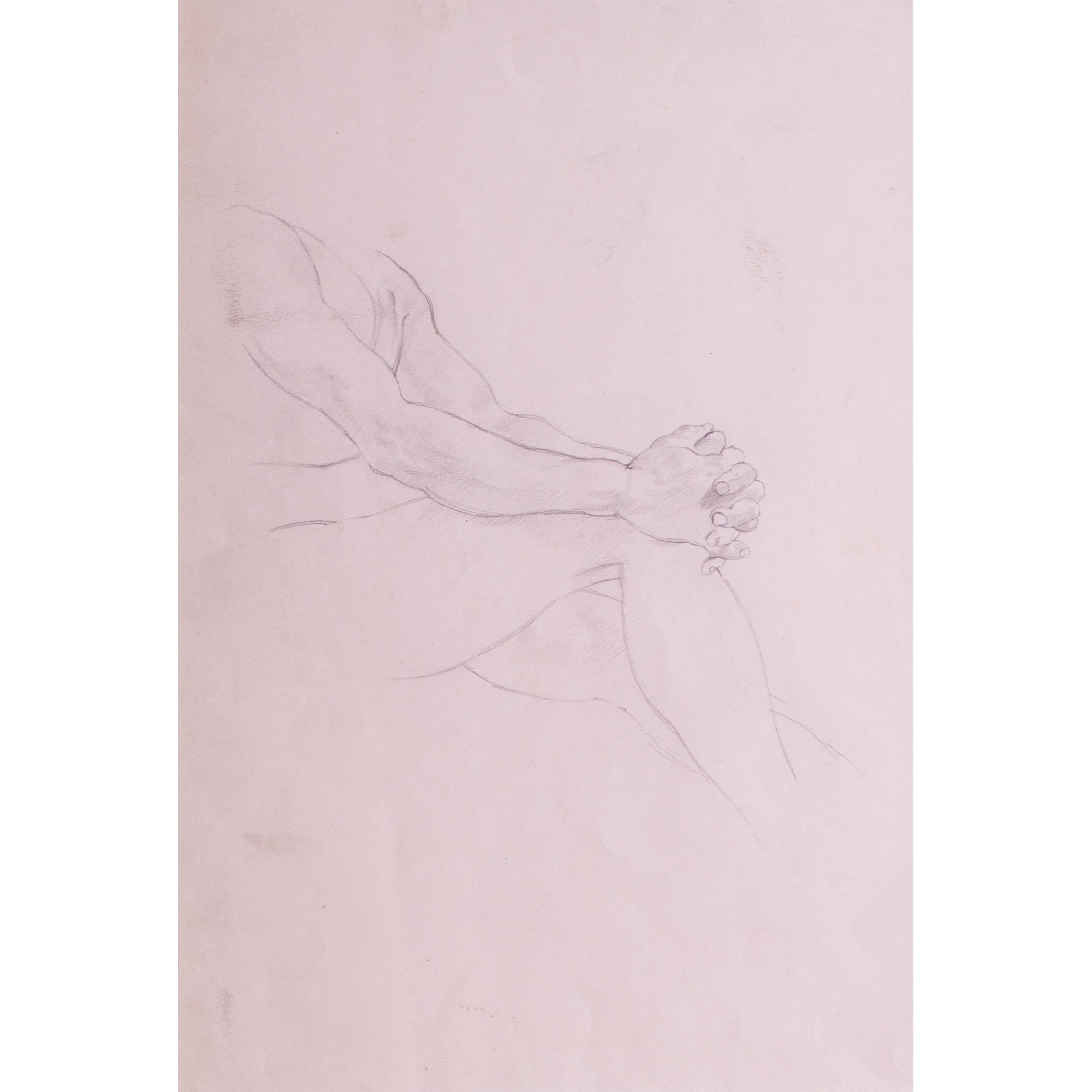 Stanley Spencer drawing 'Clasped hands' from estate of the artist, British For Sale 4