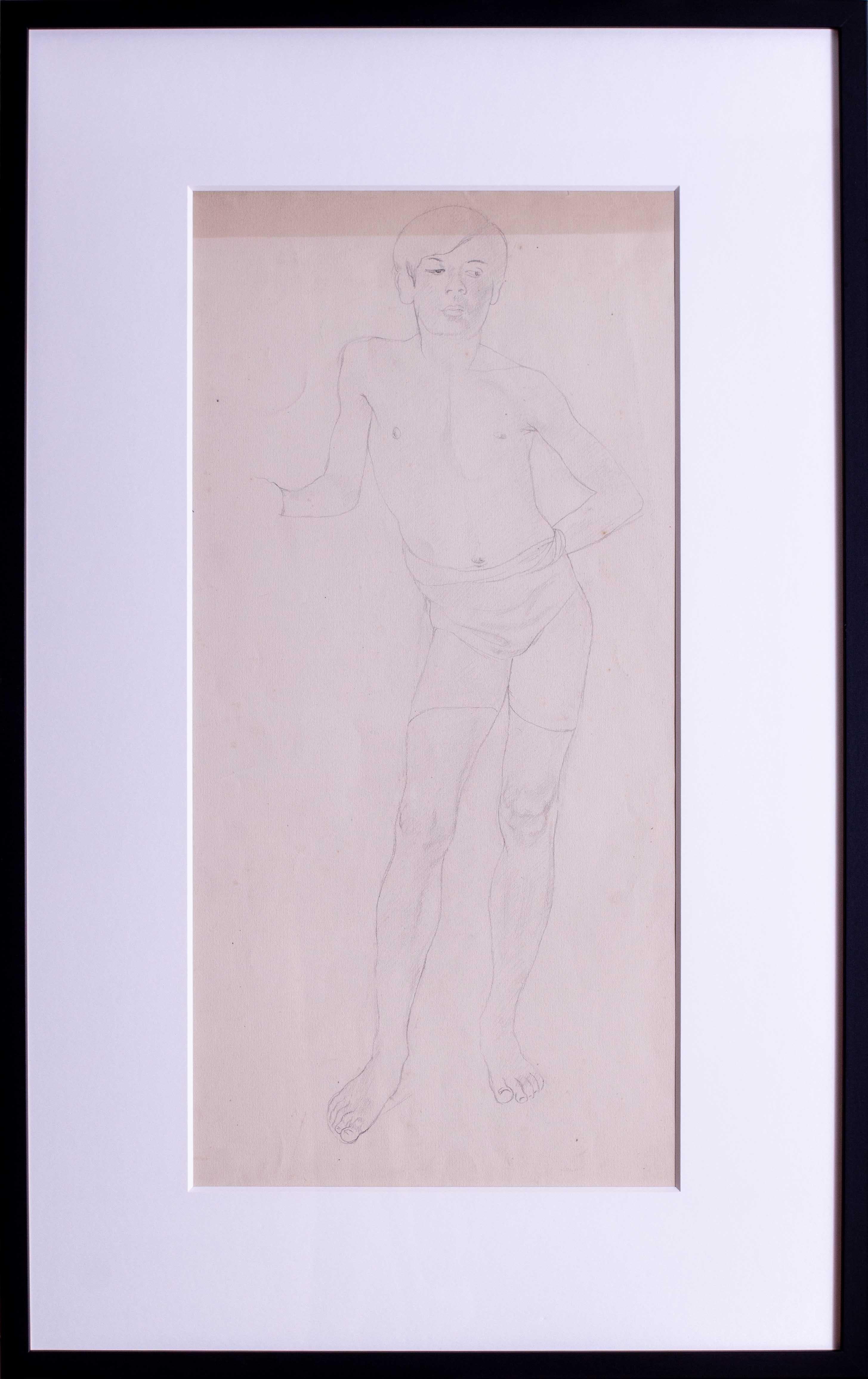 Stanley Spencer drawing 'Standing boy' from estate of the artist, British