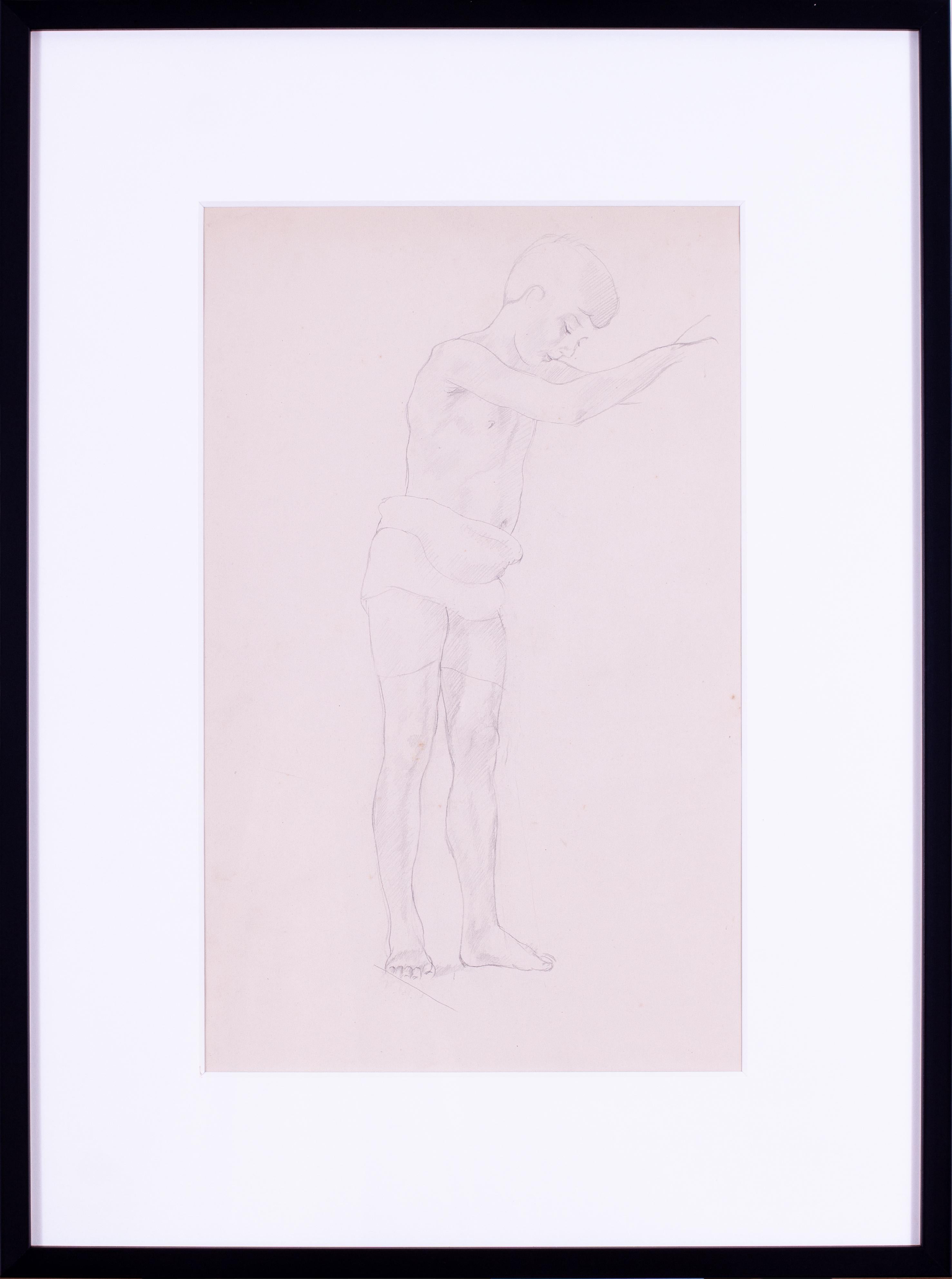 Stanley Spencer drawing 'Study of a boy' from estate of the artist, British