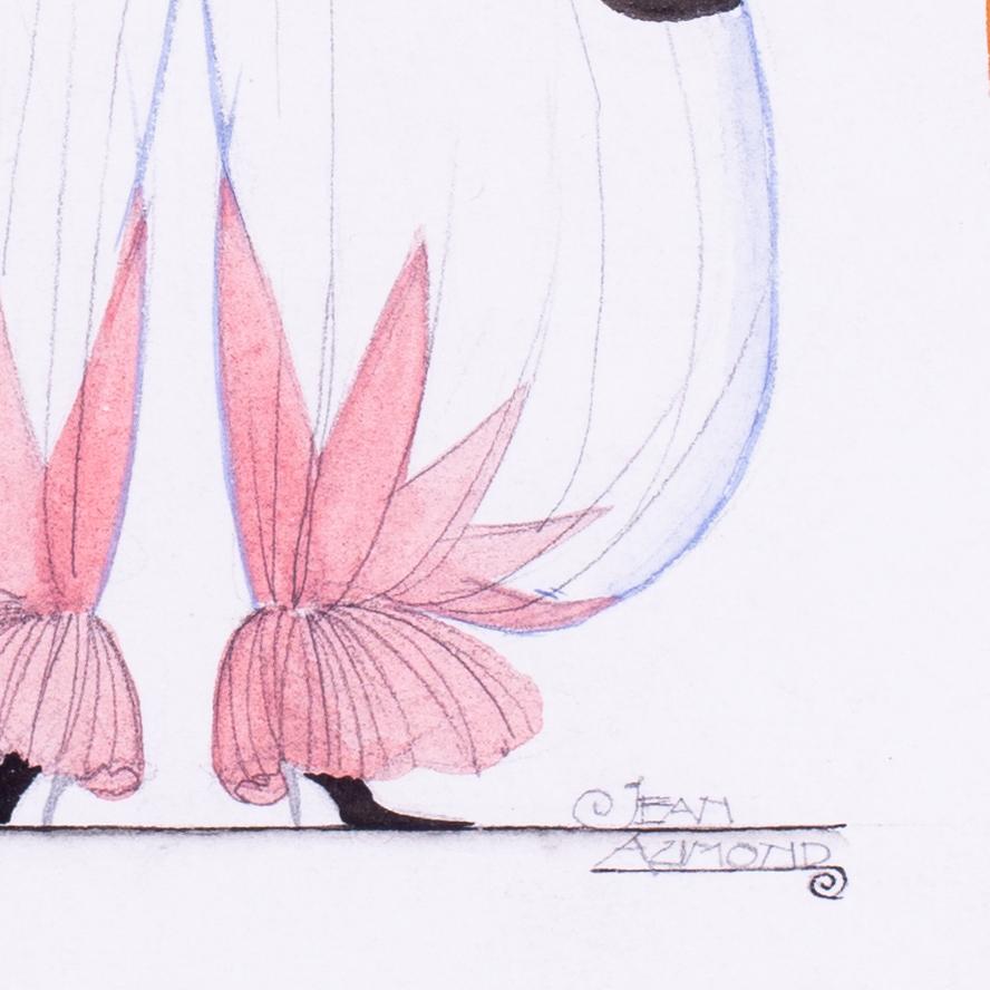 Clown Art Deco con pom pom arancione e nero, fronzoli rosa, francese di Jean Aumond in vendita 3