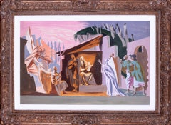 La Natività, artista britannico del XX secolo Hans Feibusch, matita, gouache, carta
