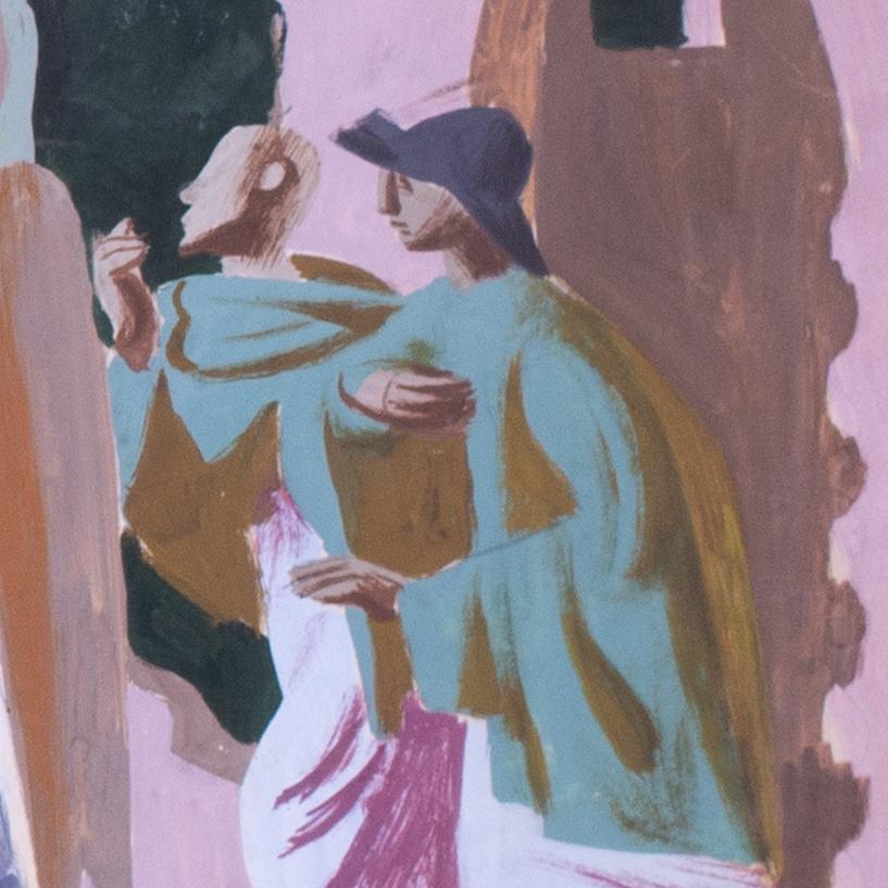 La Nativité, artiste britannique du 20e siècle Hans Feibusch, crayon, gouache, papier en vente 3