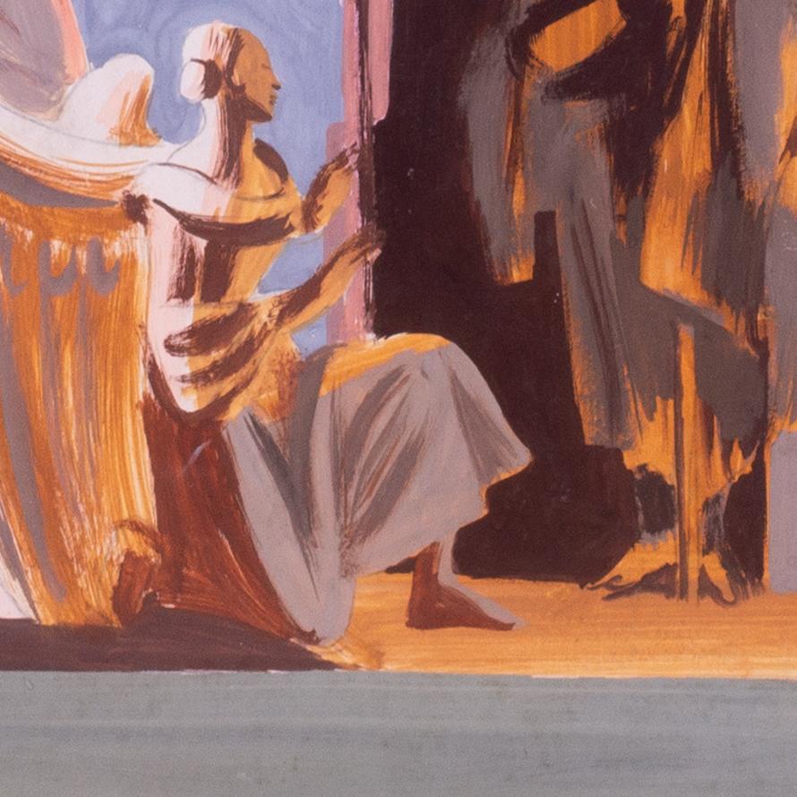 La Nativité, artiste britannique du 20e siècle Hans Feibusch, crayon, gouache, papier en vente 5