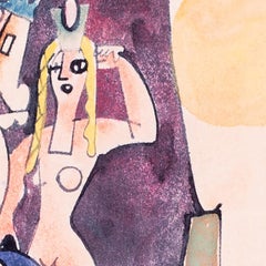 1941 Watercolour by Austrian artist Hugo Dachinger, 'Bohemians'