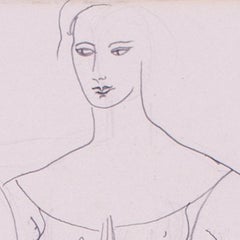 Christopher Wood 1927 drawing of Bathers at Cannes, pencil on paper, inscribed