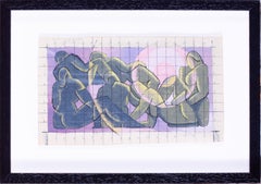 Arthur Cyril Hilton, Briitish, mid century, 'Figures at sunrise', pen and gouach